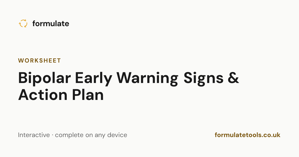Bipolar Early Warning Signs & Action Plan | Formulate