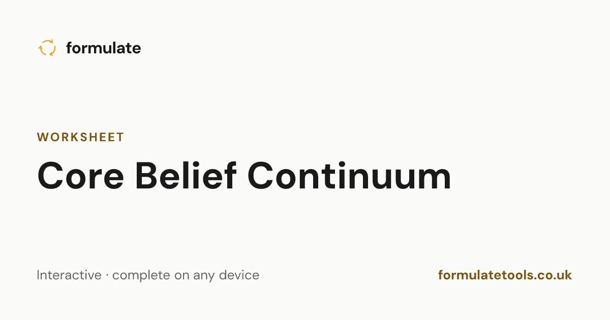 Core Belief Continuum — CBT Worksheet | Formulate