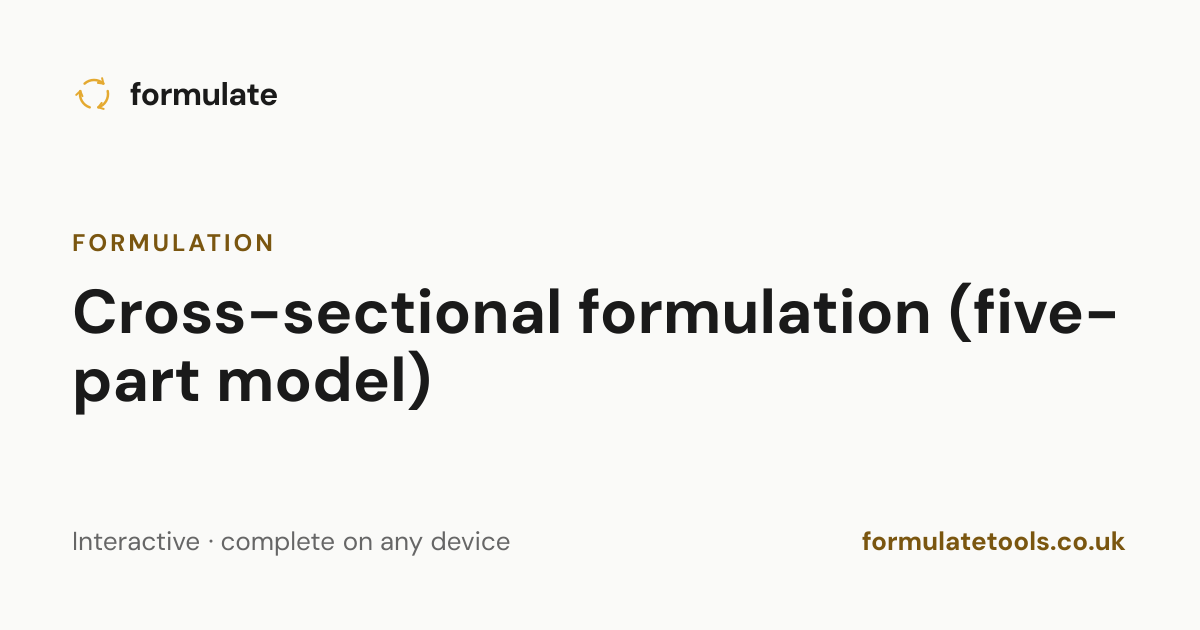 Cross-Sectional Formulation (5-Area Model) | Formulate