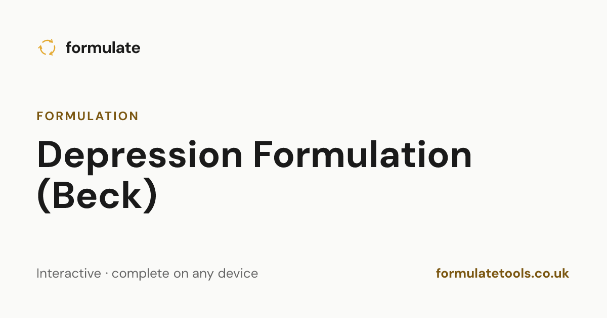 Depression Formulation (Beck) — CBT Worksheet | Formulate