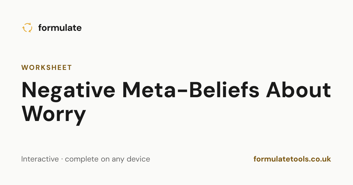 Negative Meta-Beliefs About Worry | Formulate