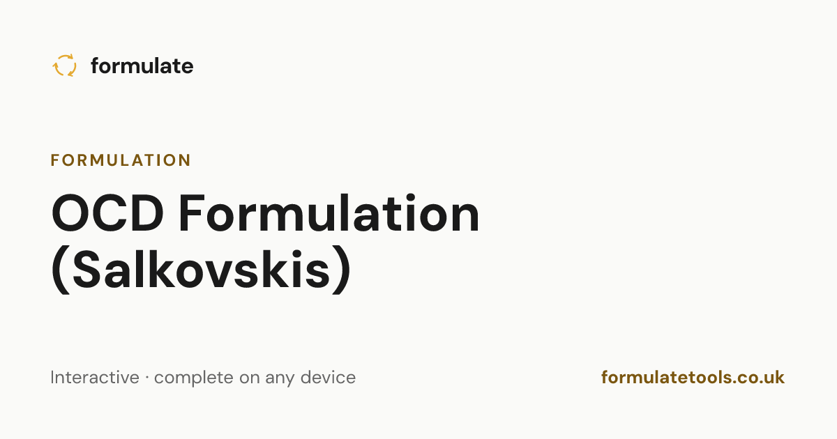 OCD Formulation (Salkovskis) — CBT Worksheet | Formulate
