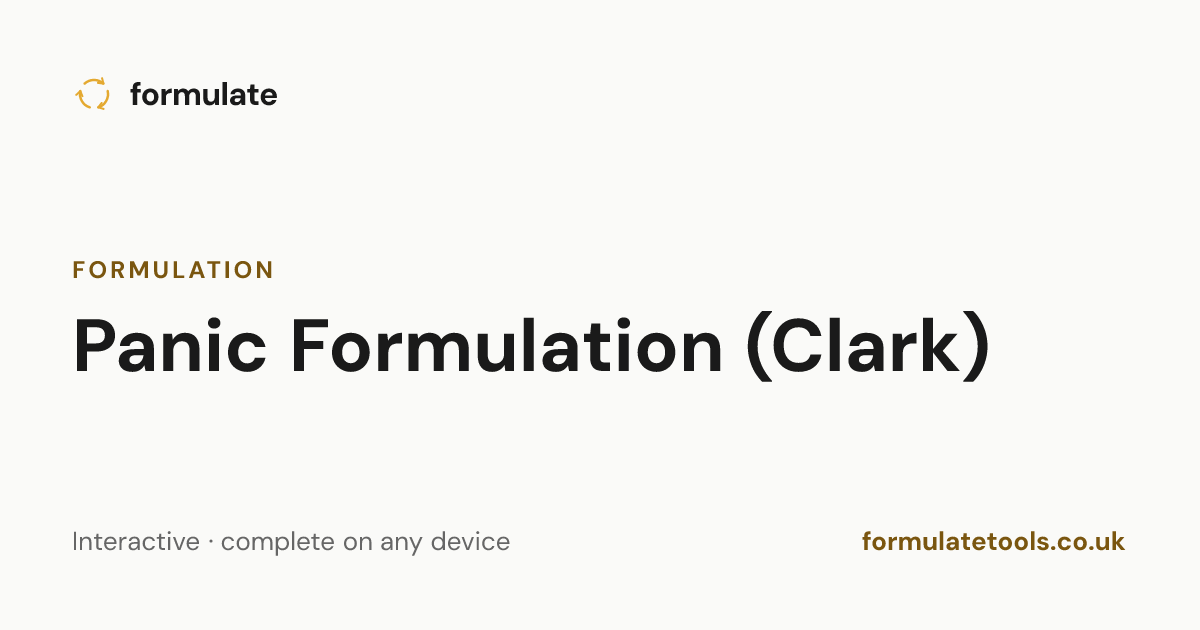 Panic Formulation (Clark) — CBT Worksheet | Formulate
