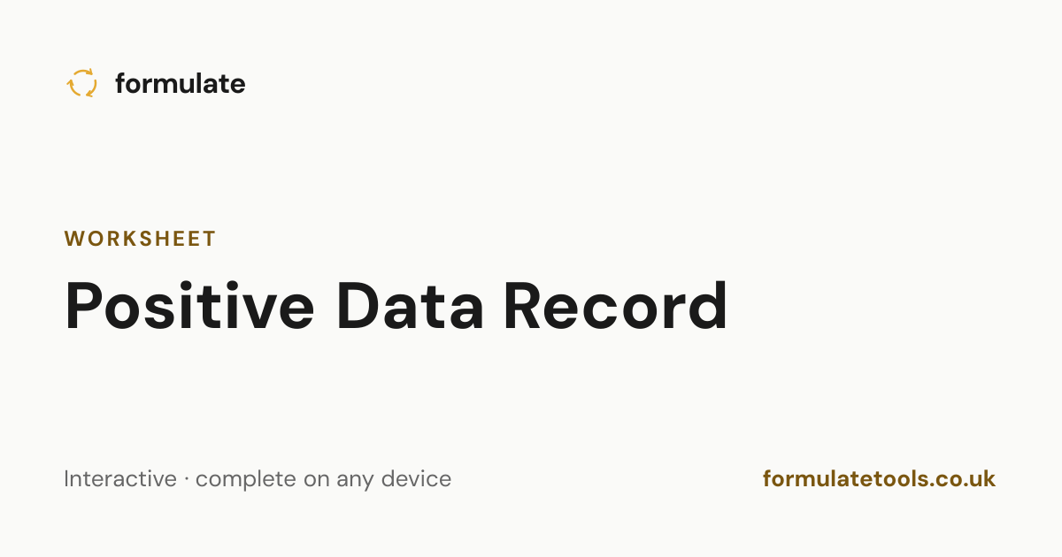Positive Data Record — CBT Worksheet | Formulate