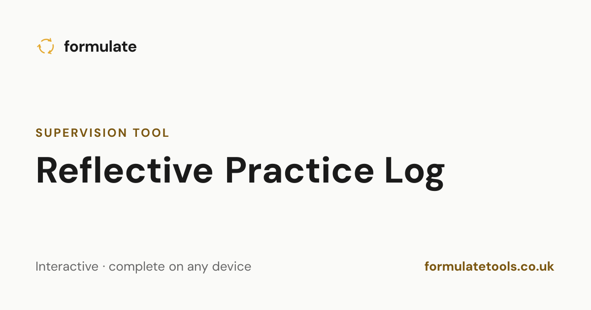Reflective Practice Log — CBT Worksheet | Formulate