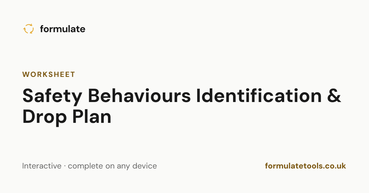 Safety Behaviours Identification & Drop Plan | Formulate