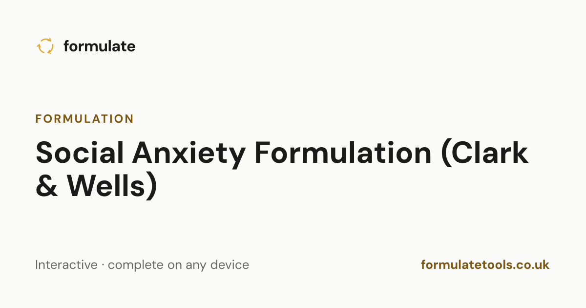 Social Anxiety Formulation (Clark & Wells) | Formulate