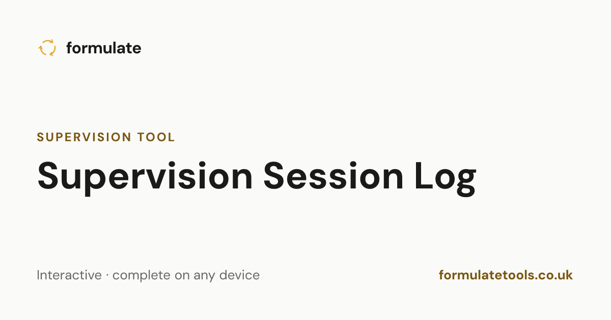 Supervision Session Log — CBT Worksheet | Formulate