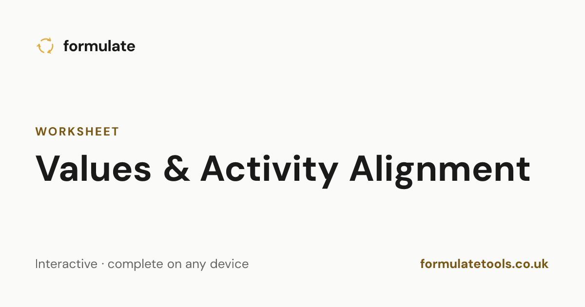 Values & Activity Alignment — CBT Worksheet | Formulate